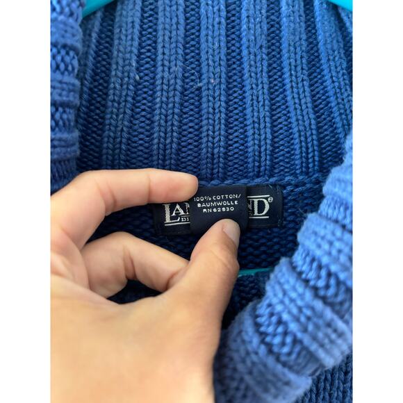 Lands End Womens Fair Isle Knit Turtleneck Sweater Size XL Blue Reindeer Winter - Picture 3 of 7